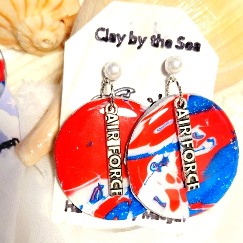Red,White&Blue Polymer Clay Earrings